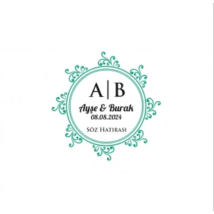 Çokgen Kenarlı Dikdörtgen Mühür (Kalın) Kına Nişan Düğün 3x3 cm özel etiket / 50 adet sticker