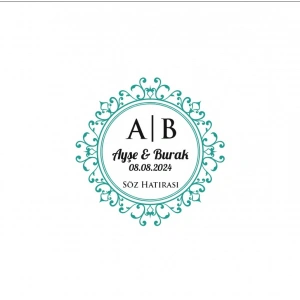 Yapraklı Oval Dikdörtgen Mühür Kına Nişan Düğün 3x3 cm özel etiket / 50 adet sticker