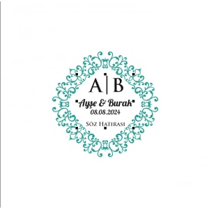 Çift Katmanlı Kare Mühür Kına Nişan Düğün 3x3 cm özel etiket / 50 adet sticker