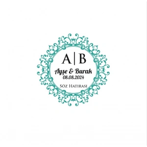 Düz Kenarlı Kare Mühür Kına Nişan Düğün 3x3 cm özel etiket / 50 adet sticker