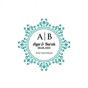 Şık Çerçeveli Kare Mühür Kına Nişan Düğün 3x3 cm özel etiket / 50 adet sticker