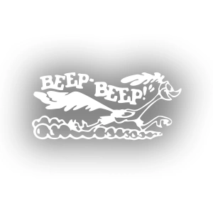 Beep Beep Araba Sticker 17x17 Cm Beyaz