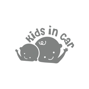 Kids In Car Araba Sticker 17x17 Cm Gri