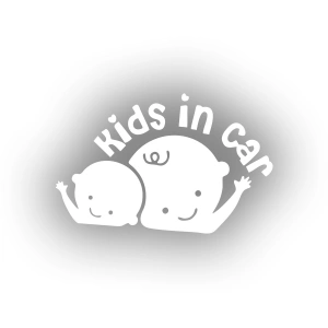Kids In Car Araba Sticker 17x17 Cm Beyaz