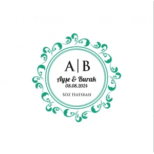 İki Taraflı Dalgalı Kare Mühür Kına Nişan Düğün 3x3 cm özel etiket / 50 adet sticker