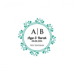 Çiçek Motifli Kare Mühür Kına Nişan Düğün 3x3 cm özel etiket / 50 adet sticker