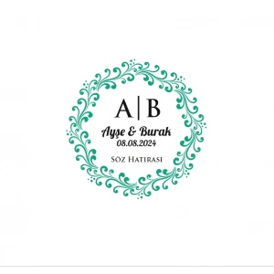 Kalın Dalgalı Kenarlı Kare Mühür Kına Nişan Düğün 3x3 cm özel etiket / 50 adet sticker