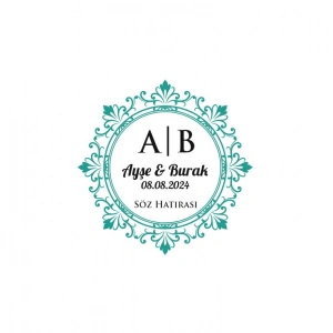 İç Çerçeveli Kare Mühür Kına Nişan Düğün 3x3 cm özel etiket / 50 adet sticker