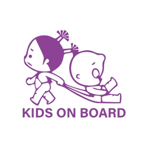 Kids On Board Araba Sticker  17x17 Cm Mor