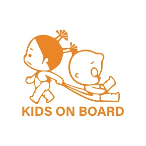Kids On Board Araba Sticker  17x17 Cm Turuncu