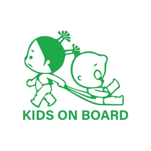 Kids On Board Araba Sticker  17x17 Cm Yeşil