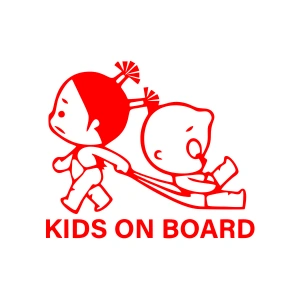 Kids On Board Araba Sticker  17x17 Cm Kırmızı