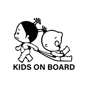 Kids On Board Araba Sticker  17x17 Cm Siyah