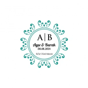 Kenarları Kabartmalı Kare Mühür (İnce Çerçeveli) Kına Nişan Düğün 3x3 cm özel etiket / 50 adet sticker