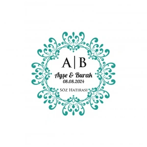 Köşeleri Desenli Kare Mühür Kına Nişan Düğün 3x3 cm özel etiket / 50 adet sticker