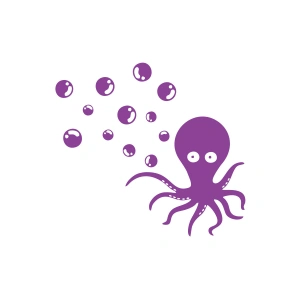 Kabarcıklar ve Ahtopot Araba Sticker 17x17 Cm Mor