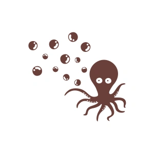 Kabarcıklar ve Ahtopot Araba Sticker 17x17 Cm Kahverengi