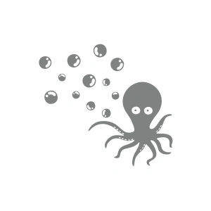 Kabarcıklar ve Ahtopot Araba Sticker 17x17 Cm Gri