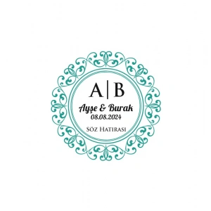 Kalın Çerçeveli Kare Mühür Kına Nişan Düğün 3x3 cm özel etiket / 50 adet sticker