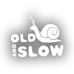 Old and Slow Salyangoz Araba Sticker 17x17 Cm Beyaz