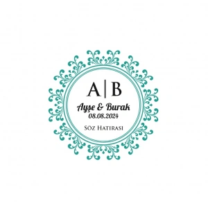 Örgülü Kenarlı Kare Mühür Kına Nişan Düğün 3x3 cm özel etiket / 50 adet sticker