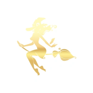 Cadı Araba Sticker 17x17 Cm Gold