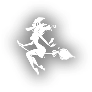 Cadı Araba Sticker 17x17 Cm Beyaz