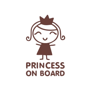 Princess On Board Araba Sticker 17x17 Cm Kahverengi