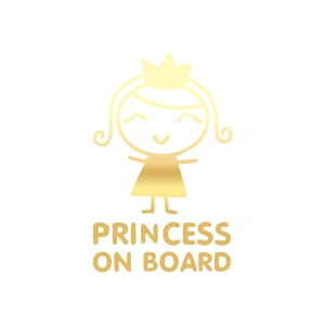 Princess On Board Araba Sticker 17x17 Cm Gold
