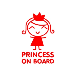 Princess On Board Araba Sticker 17x17 Cm Kırmızı