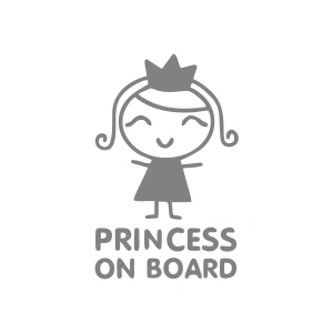 Princess On Board Araba Sticker 17x17 Cm Gri