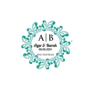 Orta Motifli Kare Mühür Kına Nişan Düğün 3x3 cm özel etiket / 50 adet sticker