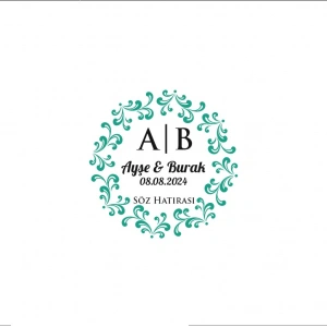 Çiçek Desenli Kare Mühür Kına Nişan Düğün 3x3 cm özel etiket / 50 adet sticker