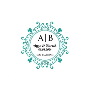 Yaprak Desenli Kare Mühür Kına Nişan Düğün 3x3 cm özel etiket / 50 adet sticker