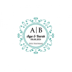 Dişli Kenarlı Kare Mühür Kına Nişan Düğün 3x3 cm özel etiket / 50 adet sticker