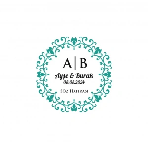 Çift Çizgili Kare Mühür Kına Nişan Düğün 3x3 cm özel etiket / 50 adet sticker