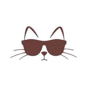 Güneş Gözlüğü Takan Kedi Araba Sticker 17x17 Cm Kahverengi