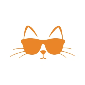 Güneş Gözlüğü Takan Kedi Araba Sticker 17x17 Cm Turuncu