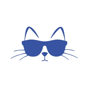 Güneş Gözlüğü Takan Kedi Araba Sticker 17x17 Cm Mavi