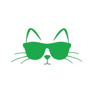 Güneş Gözlüğü Takan Kedi Araba Sticker 17x17 Cm Yeşil