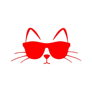 Güneş Gözlüğü Takan Kedi Araba Sticker 17x17 Cm Kırmızı