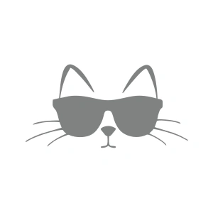 Güneş Gözlüğü Takan Kedi Araba Sticker 17x17 Cm Gri