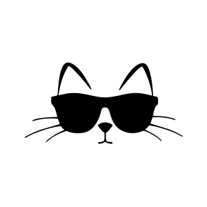 Güneş Gözlüğü Takan Kedi Araba Sticker 17x17 Cm Siyah