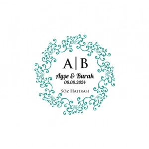 Dişli İkili Çerçeveli Kare Mühür Kına Nişan Düğün 3x3 cm özel etiket / 50 adet sticker