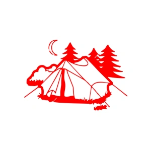 Kamp Araba Stickeri 17x17 Cm Kırmızı