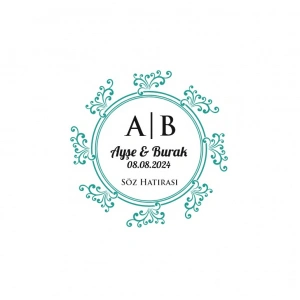 İkili Noktalı Çerçeveli Kare Mühür Kına Nişan Düğün 3x3 cm özel etiket / 50 adet sticker