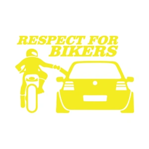 Respect For Bikers Araba Sticker 17x17 Cm Sarı