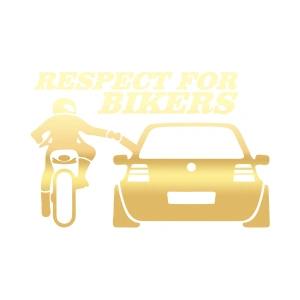 Respect For Bikers Araba Sticker 17x17 Cm Gold