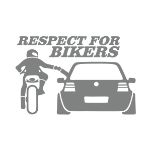 Respect For Bikers Araba Sticker 17x17 Cm Gri
