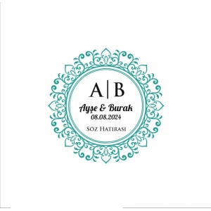 Basit Kenarlı Kare Mühür Kına Nişan Düğün 3x3 cm özel etiket / 50 adet sticker